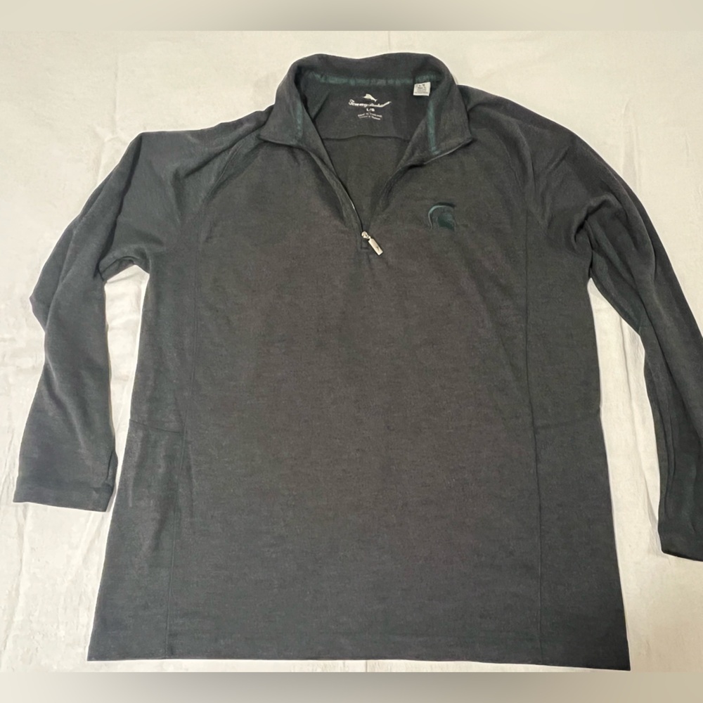 Tommy Bahama Michigan State Charcoal Zip-Up Sweater
